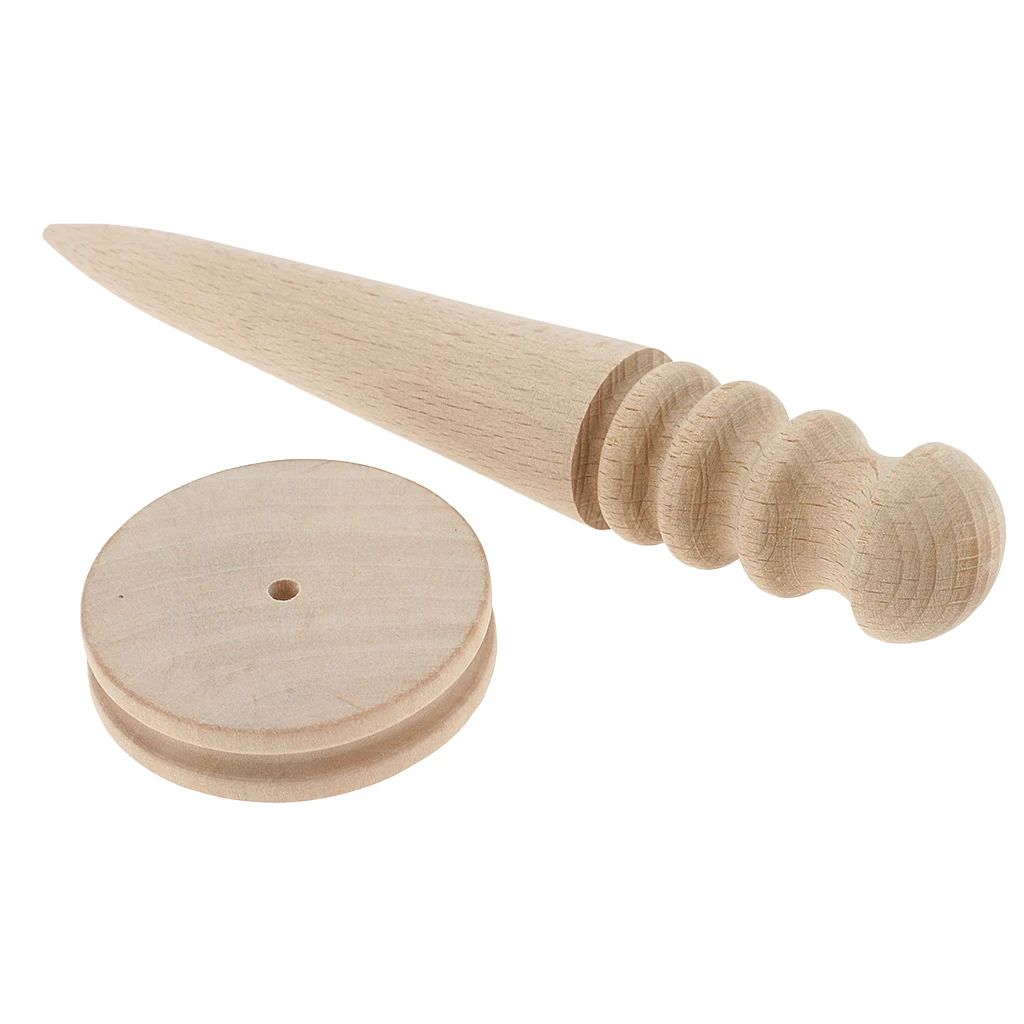 3pcs Wood Leather Edge Slicker + 10pcs Wool Daubers Assisted Dyeing Wool Ball Applicator Leather Craft DIY Hand Tool Set