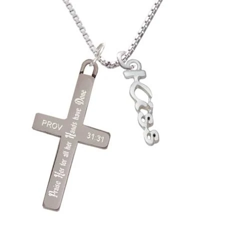 Small Kiss Script - Praise Her - Cross Necklace (1)