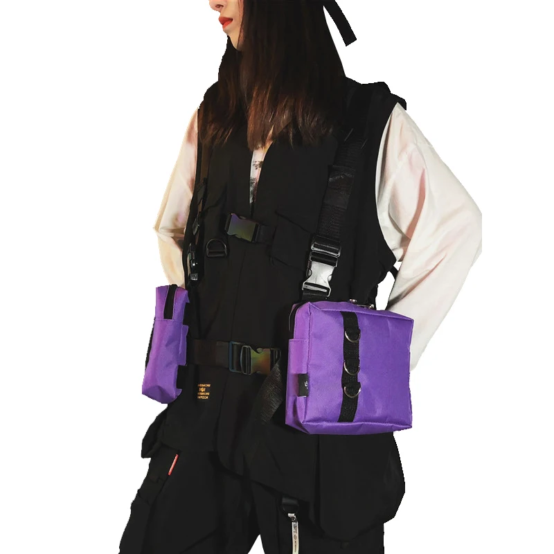 

Fashion Hip Hop Streetwear Men Tactical Chest Rig Functional Waist Packs Bag Adjustable Waistcoat Multi-pockets Vest backpack
