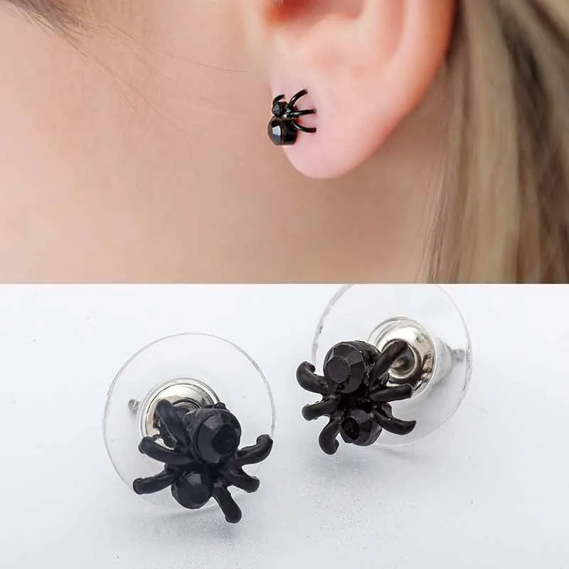 

Han Edition Fashion Trendy Personality Cute Small Spider Earrings Small 2019 Alloy Black Geometric Earring For Women Qw-76
