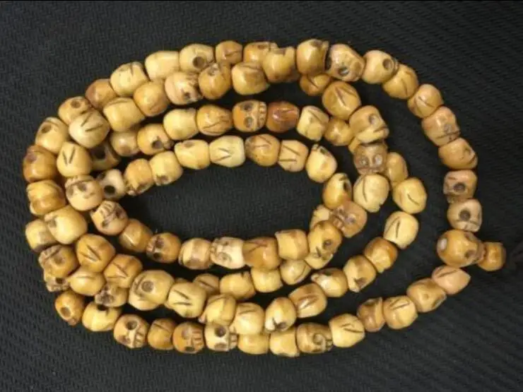

12mm YAK BONE SKULL Prayer Beads Necklace ! Buddhist shaman Rosary 108