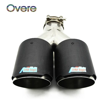 

Overe 1PC Carbon Fiber Twin Outlet Car Exhaust Pipe Muffler Tip Cover Modified M Styling For BMW F30 F20 E87 E81 Accessories