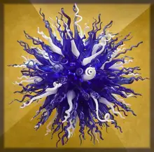 

Modern Art Decorative Blue and White Hand Blown Glass Chandelier Homemade