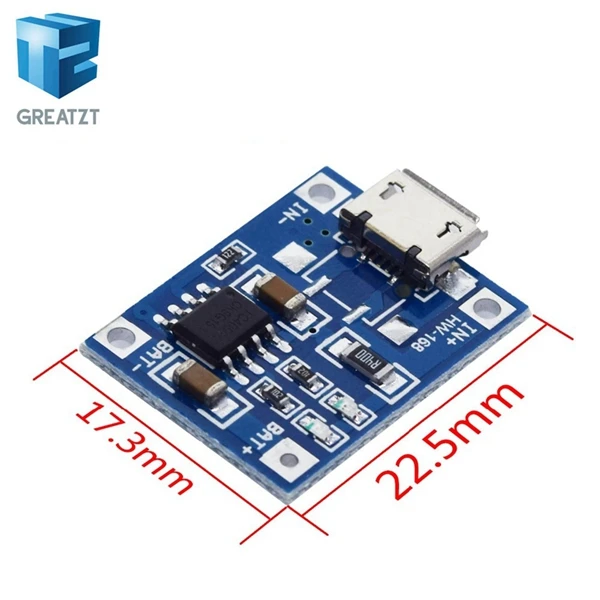 GREATZT type-c/Micro USB 5V 1A 18650 TP4056 модуль зарядного устройства литиевой батареи зарядная плата с защитой двойные функции 1A L - Цвет: TP405 MICRO