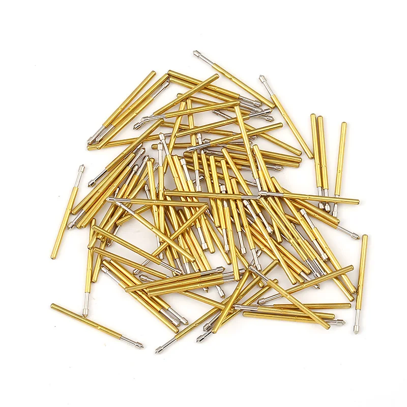 100Pcs P160-E2 Nickel Plated Springs Test Probe Brass Tube Outer Diameter 1.36mm Total Length 24.5mm Electronic Test Probe Tool