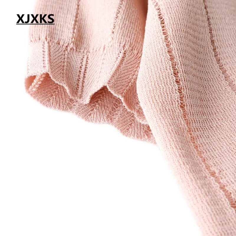 XJXKS повседневные женские свободные футболки с рукавом летучая мышь Высокая эластичность полосатая женская одежда ulzzang женские топы