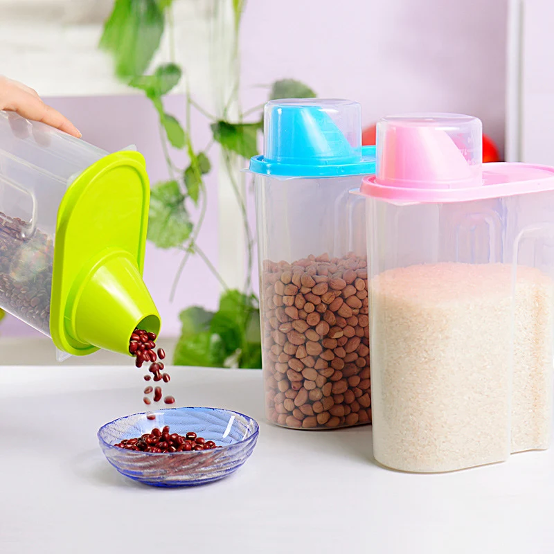 1pc 1.9L/2.5L Dispenser Kitchen Storage Box Holder Lid Foods Rice Pasta Container for Kitchen Storage Organizer Color Random