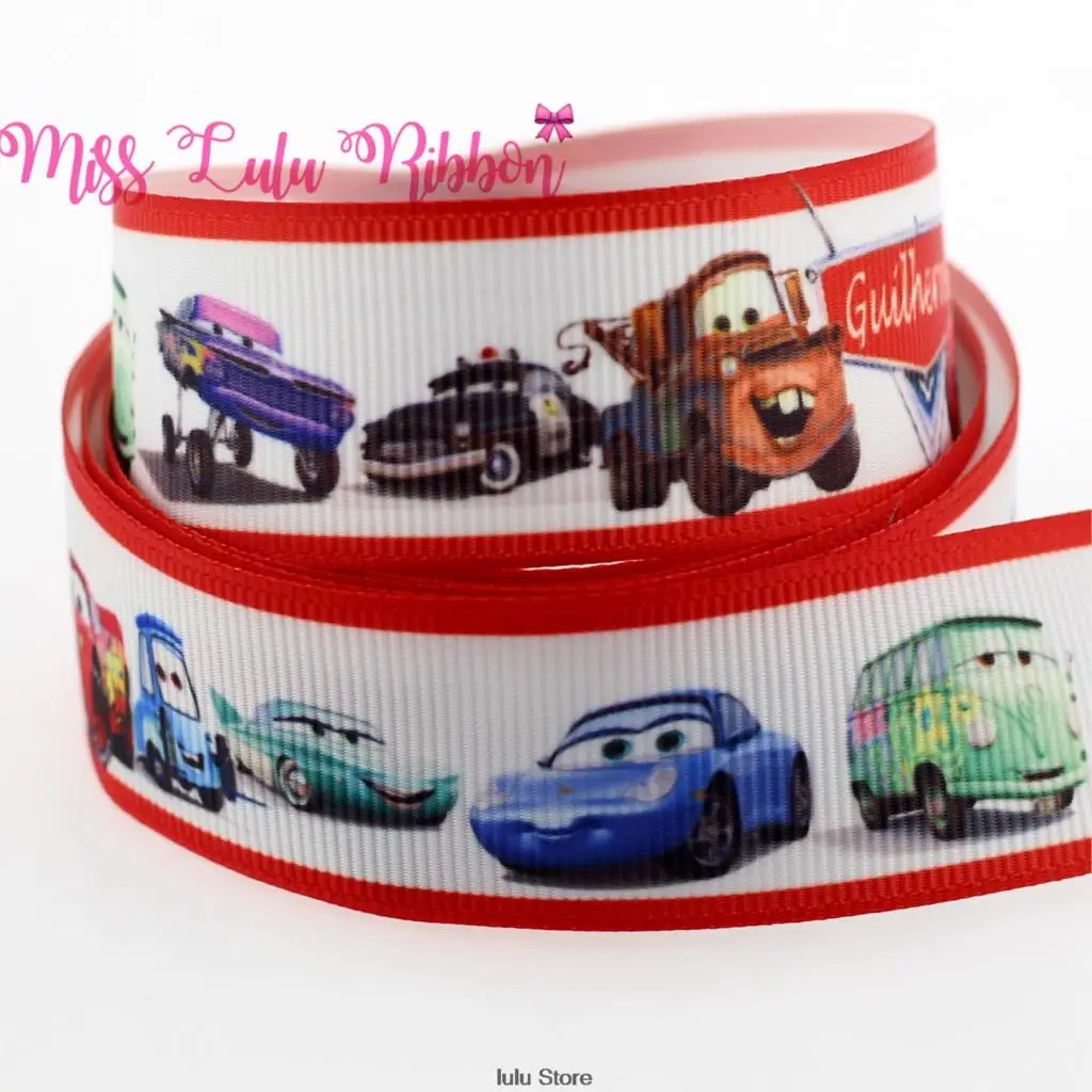 7/8"22 cartoon car printed grosgrain ribbon 25mm 38mm diy handmade hair