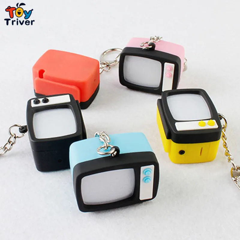 Wholesale Retro TV led sound keychain Creative mobile phone keyring bag