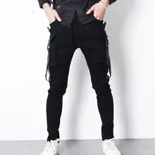 Корейской версии Большие размеры штаны-шаровары личности универсальные повседневные Маленькие ноги черные мужские штаны/M-3XL