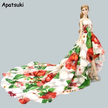 

Colorful Floral Fashion 1/6 Doll Clothes for Barbie Doll Outfits Wedding Dress Big Evening Dress Party Gown 1:6 Doll Accessories