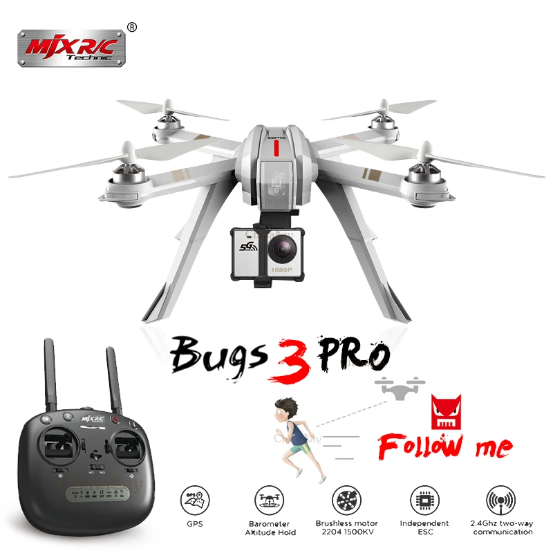 

MJX Bugs 3 Pro B3 Pro RC Drone with 1080P Wifi FPV Camera GPS Follow Me Mode Brushless RC Helicopter Quadcopter VS Bugs 5W