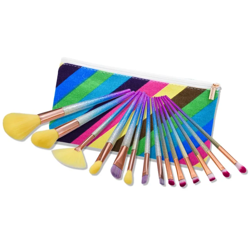 

Professional Makeup Brush Set Diamond Love Scrub Rainbow Handle Cosmetics Blusher Powder Blending Gradient color Brush 614