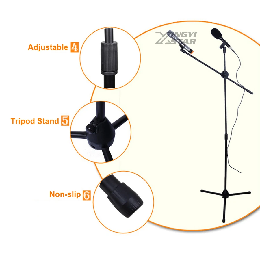 Профессиональный штатив напольный динамический проводной беспроводной микрофон Подставка для студии караоке сценический Регулируемый конденсаторный микрофон держатель Клип