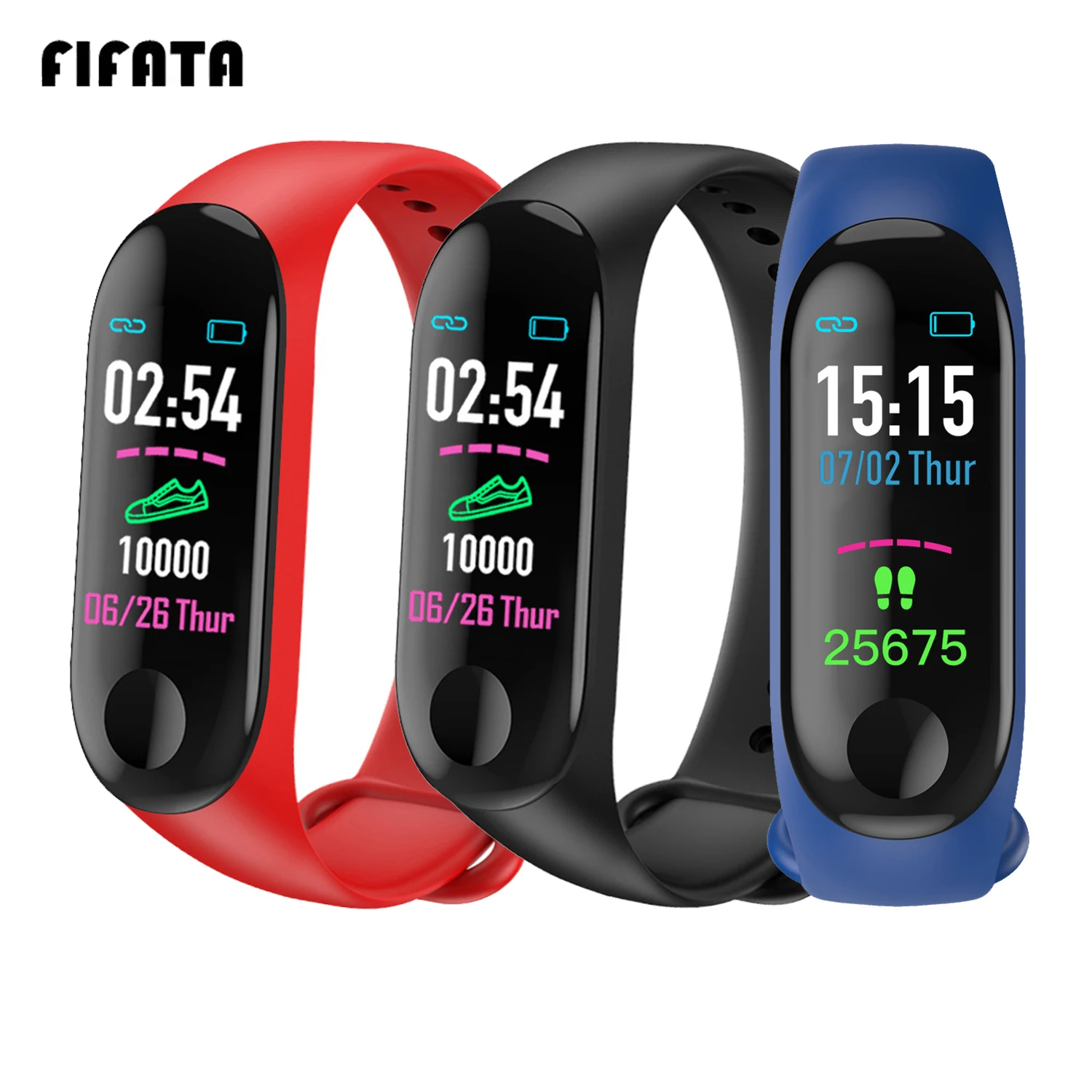 FIFATA M3plus Смарт часы Цвет Экран браслет монитор сердечного ритма активности Фитнес