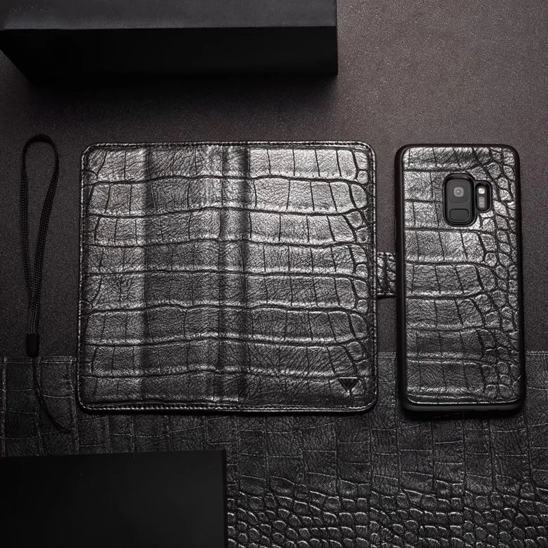 Чехол-бумажник из искусственной кожи чехол для samsung Galaxy S9 S9Plus с откидной крышкой-подставкой Бизнес Цвет Крышка для samsung Note 9 крокодил со змеиным рисунком Кожаный футляр