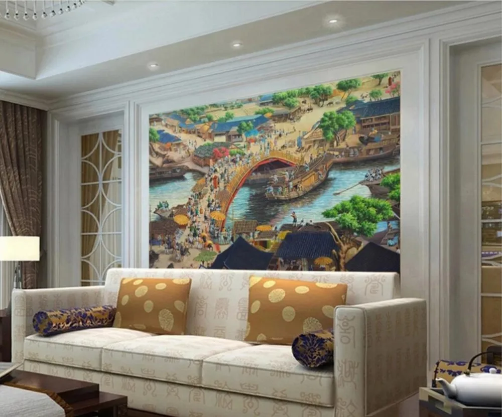 Пользовательские обои Цинмин Shanghe картина маслом искусства фон росписи стены фон украшения водостойкая живопись материал