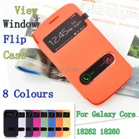 Вид чехол с окошком кожаный чехол-книжка на заднюю панель Чехлы Батарея Корпус чехол для samsung Galaxy Core i8262 i8260 8260 - изображение
