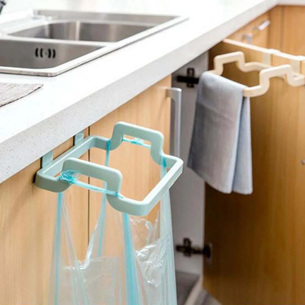 1PCS Kitchen Door Back Portable Garbage Bag Bracket Household Cabinet Rear Rag Hanging Rack Trash Can | Дом и сад