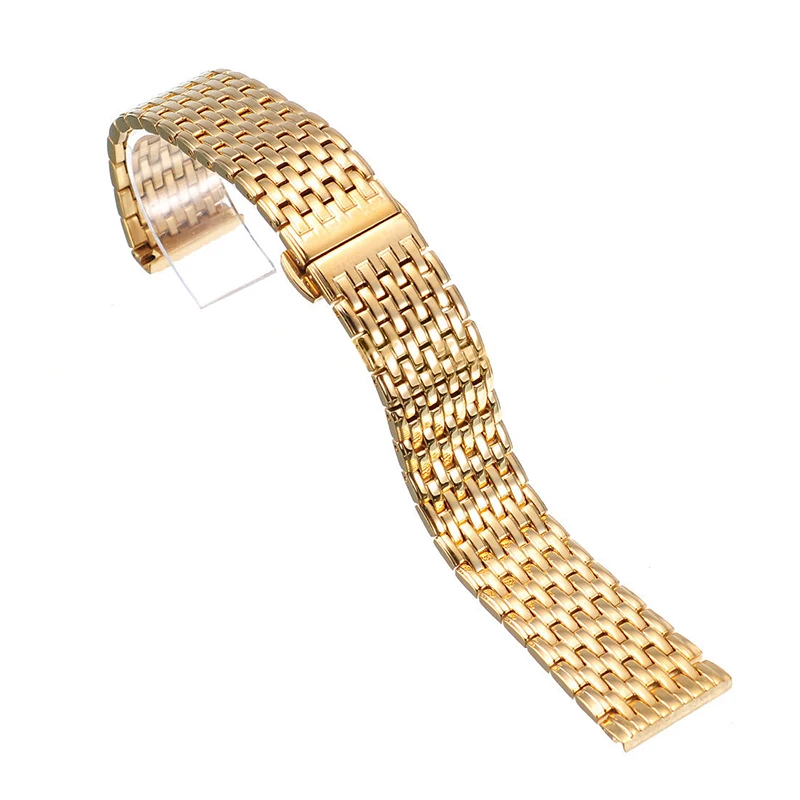 20 22mm Stainless Steel Wrist Watch Band Strap Silver Rose Gold Double Butterfly Clasp Buckle Bracelet For Men Women Relojes