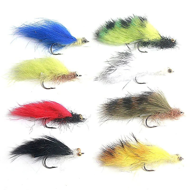 KKWEZVA 8Pcs Rabbit Fur Hare Zonker Stripes for Fly Tying Material Production Streamer Fishing Flies fly fishing Insect lure