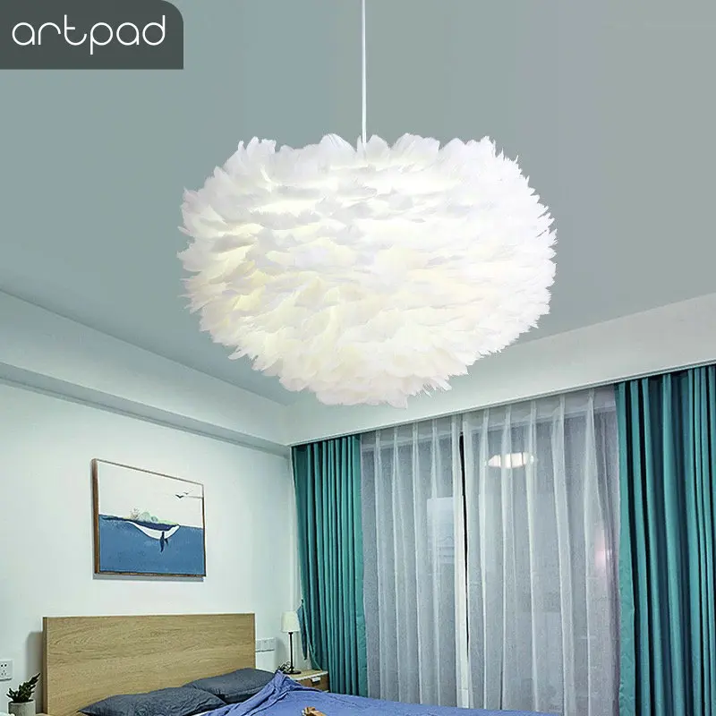 Preise Artpad Weiß Feder Anhänger Licht Mit E27 Birne Enthalten Wohnzimmer Schlafzimmer Hochzeit Hängen dekor Droplight Hause Beleuchtung