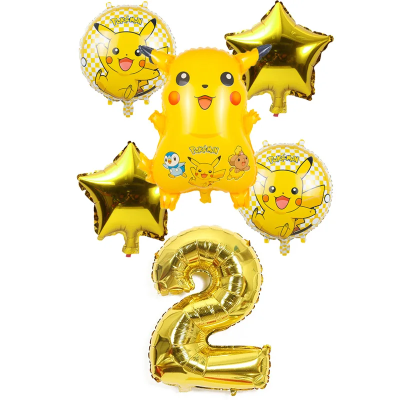 6 шт./компл. 32 дюйма номер мультфильм Пикачу из Pokemon Go фольги Воздушные шары Дети гелиевые шары Декор для вечеринки в честь Дня рождения поставки