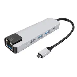 5 в 1 usb type C концентратор Hdmi 4 K USB C концентратор к Gigabit Ethernet Rj45 Lan адаптер для Mac book Pro Thunderbolt 3 USB-C зарядное устройство 618 #2