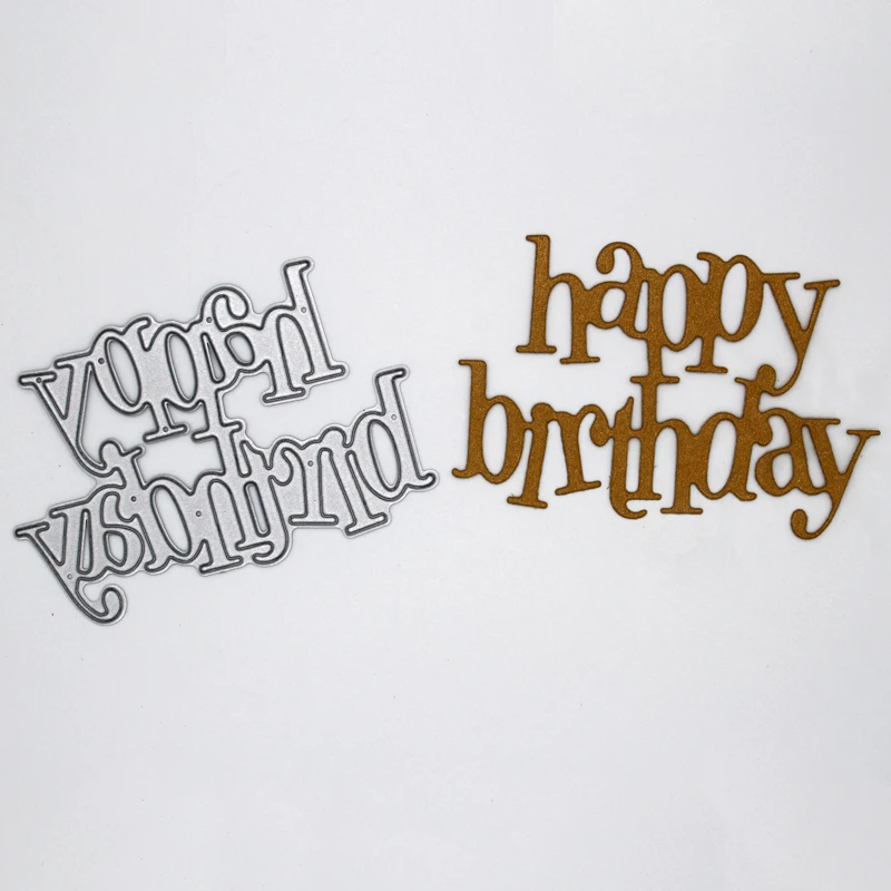 

Word 'Happy Birthday' Metal Cutting Dies Scrapbooking Album Decoration Embossing Paper Card Craft 82*56 mm