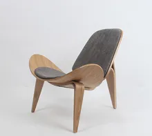 Hans Wegner Stijl Driepotige Shell Stoel Ash Multiplex Stof Bekleding Woonkamer Meubels Moderne Lounge Shell Stoel Replica