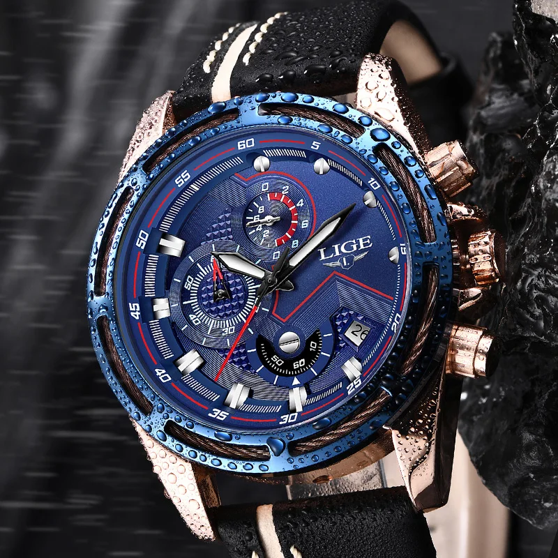 

2018 Mens Watch Brand LIGE New Men Watch Luxury Brand Fashion Quartz Watches Military Casual Luminous Sports Watch+B