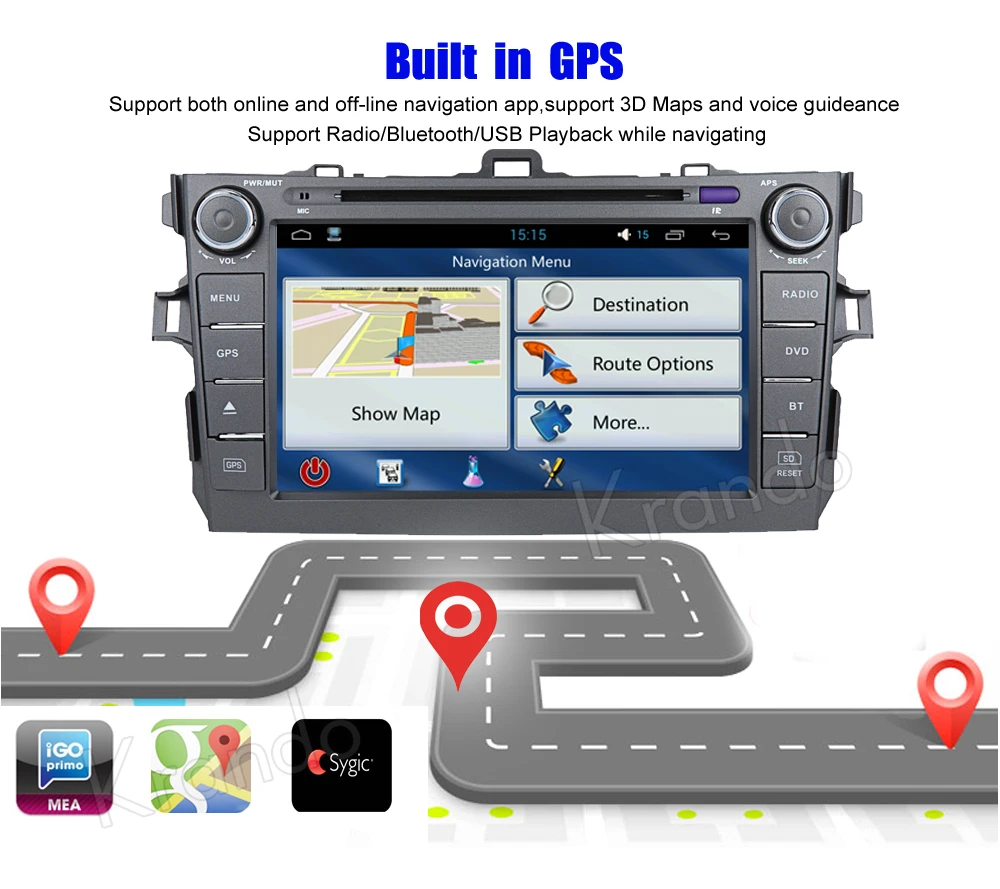 Автомагнитола Krando 2 din Android 9 0 gps для toyota corolla 2006 2011 dvd плеер навигация