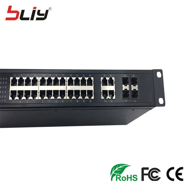 Bliy L3 sfp snmp сетевой оптический коммутатор 24 rj45 4 комбинированный Коммутатор уровня 3 sfp медиаконвертер с RSTP/веб-управлением/SNMP/VLAN