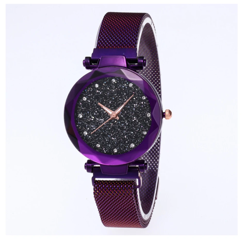 Роскошные Фиолетовые женские часы Звездное небо магнитные кварцевые часы женские водонепроницаемые женские наручные часы подарки relogio feminino montre