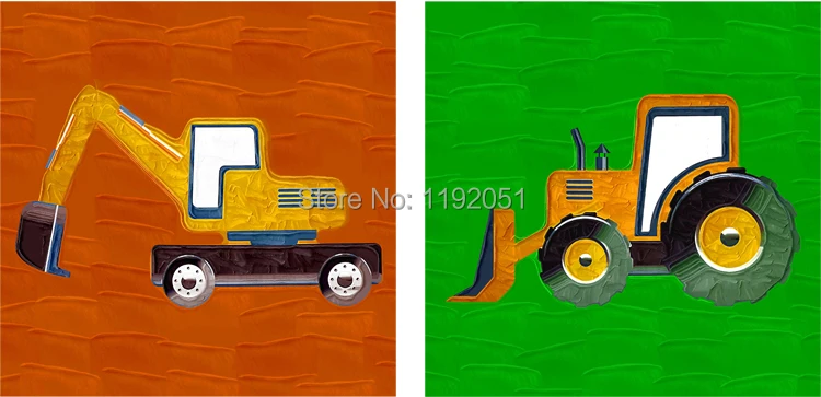 

kids room decoration canvas paintings cartoon pictures trucks oil painting canvas prints two panels free shipping