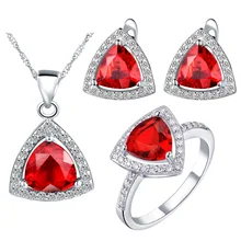 Роскошные кольцо Цепочки и ожерелья Серьги Ювелирные наборы sa Треугольники костюм красного цвета популярные