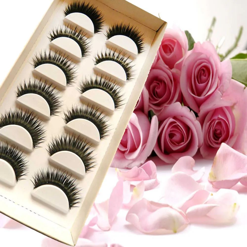 

6 Pair 3D Mink Natural Thick Curling False Fake Eyelashes Eye Lashes Makeup Extension Natural Faux Lashes Fluffy Strip Eyelashes