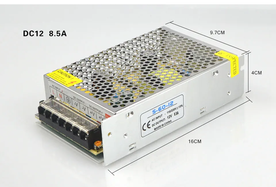 AC110V 220V постоянного тока до DC12V Алюминий чехол светильник ing трансформаторы 12 Вт 24 Вт 36 Вт 60 Вт 100 Вт 120 Вт 180 Вт 360 Вт Светодиодные ленты светильник переключатель Питание