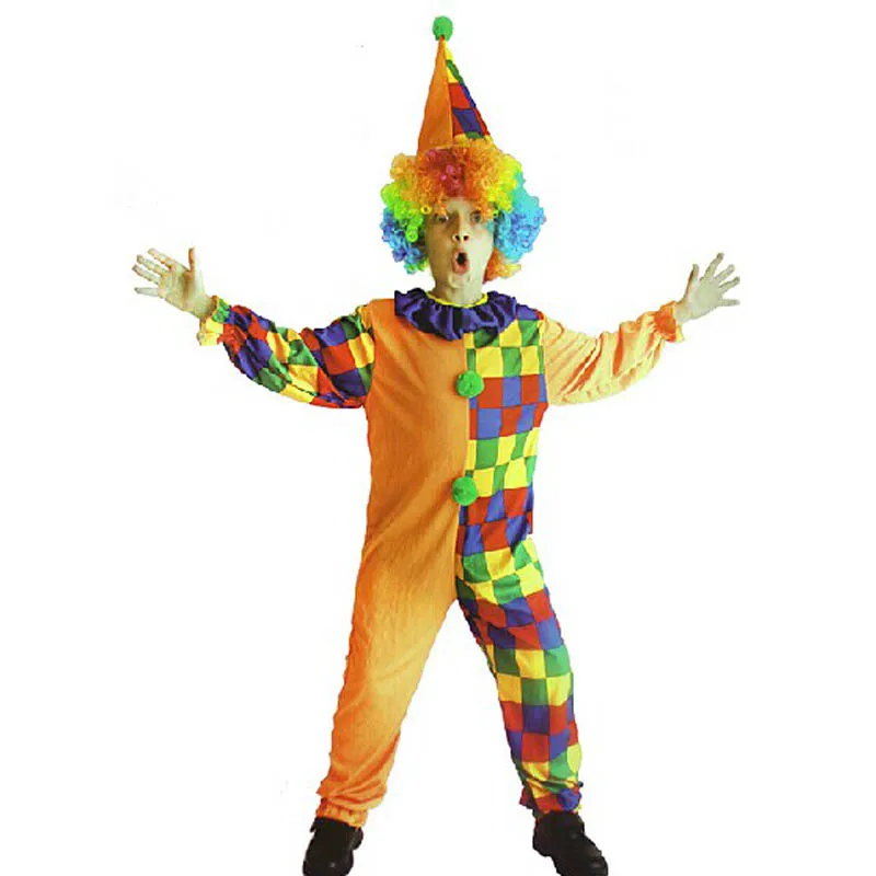 

Funny Unisex Boy Girls Clown Hat Jumpsuit Neck Ruffle Costume Fancy Birthday Party Gift Halloween navidad Christmas