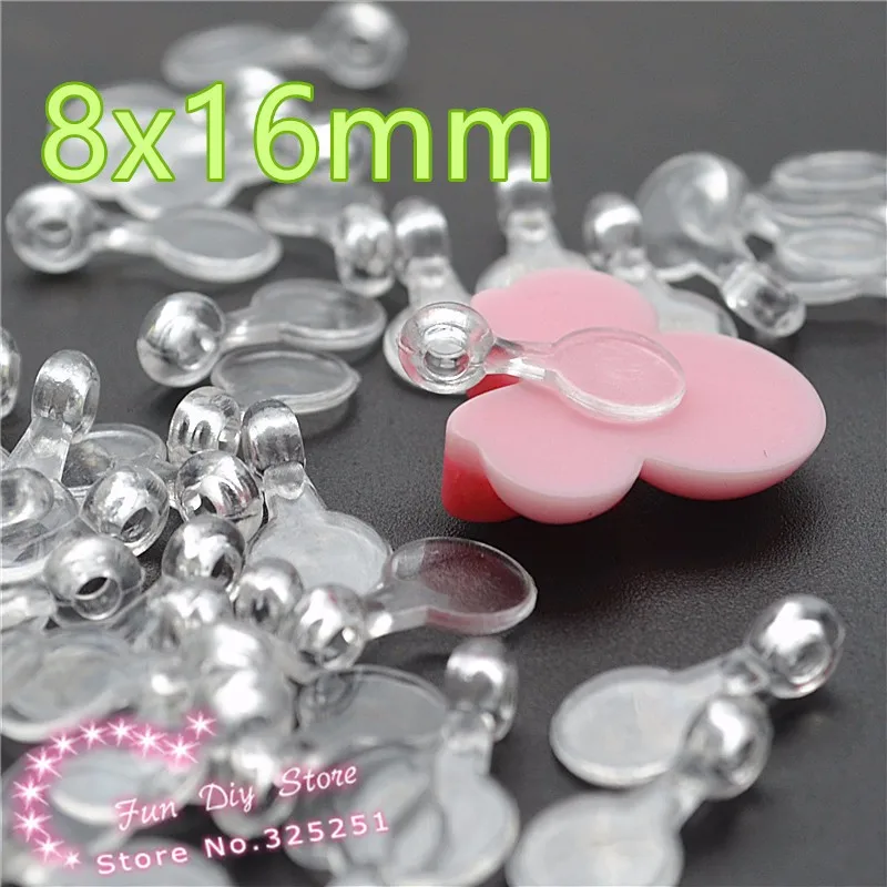 100PCS Plastic Clear DIY Charm Hooks for Cabochons, Jewelry Bails, Handmade Crafting Supplies-8X16mm