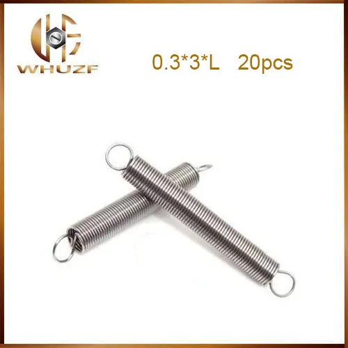 

Spring 20PCS 0.3 x 3mm 0.3mm stainless steel Tension spring with a hook extension spring length 10mm to 60mm