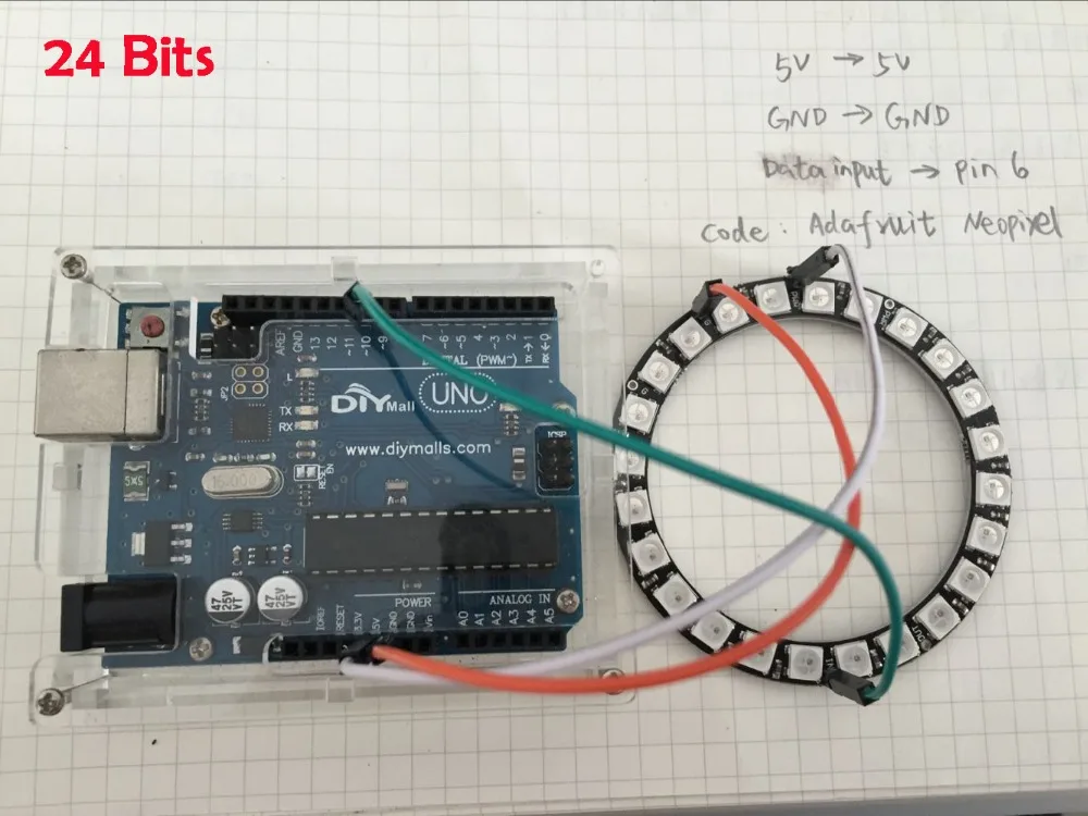 RCmall 24/12/16/7 биты WS2812 5050 RGB светодиодный кольцевая лампа светильник RGB led со встроенным драйверы FZ1556-" сделай сам"