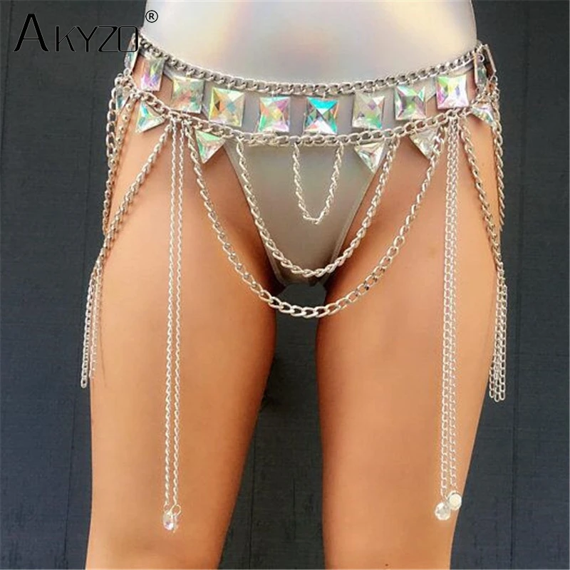 AKYZO Crazy crystal sequin женские комплекты из 2 предметов забавные праздничные наряды ручной работы в стиле пэчворк с металлической кисточкой и цепочкой Женский комплект