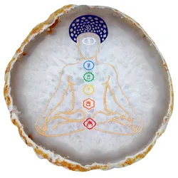 TUMBEELLUWA 7 Chakra Natural Agate Slices Geode Stone Beverage Coasters Cup Mat for Table TUMBEELLUWA 7 Chakra Natural Agate Slices Geode Stone Beverage Coasters Cup Mat for Table