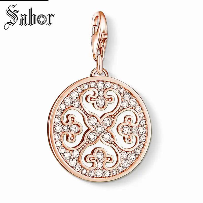 

thomas Rose Arabesque Ornament Charm,2019 Jewelry For Women Girls,womens Gift 925 Sterling Silver Fit Bracelet charms
