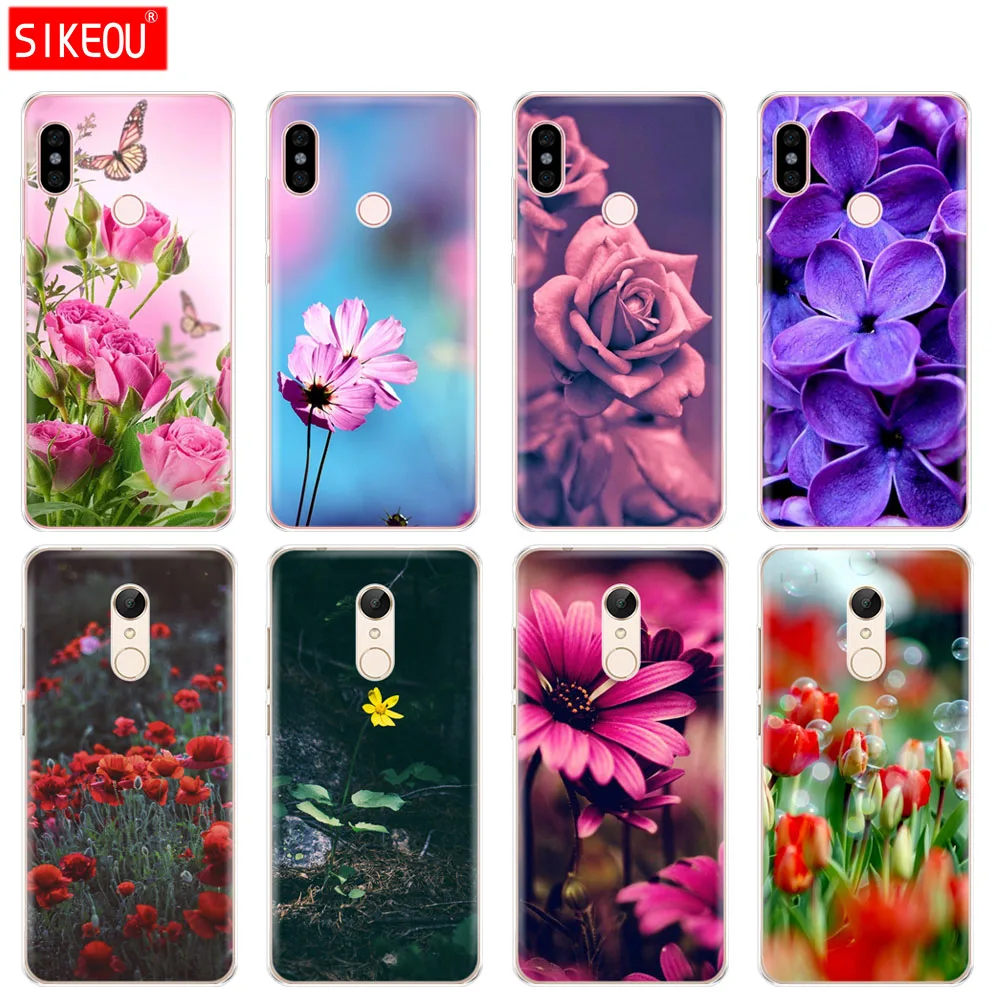 

Silicone Cover phone Case for Xiaomi redmi S2 Y2 6 5 2 3 3s pro PLUS redmi note 5 4 4X 4A 5A 6A case Rose purple flower