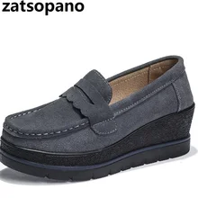 Бренд года; весенние женские туфли на плоской подошве; женская обувь на платформе; кожаная повседневная замшевая одежда; слипоны на плоской подошве; обувь на толстой подошве