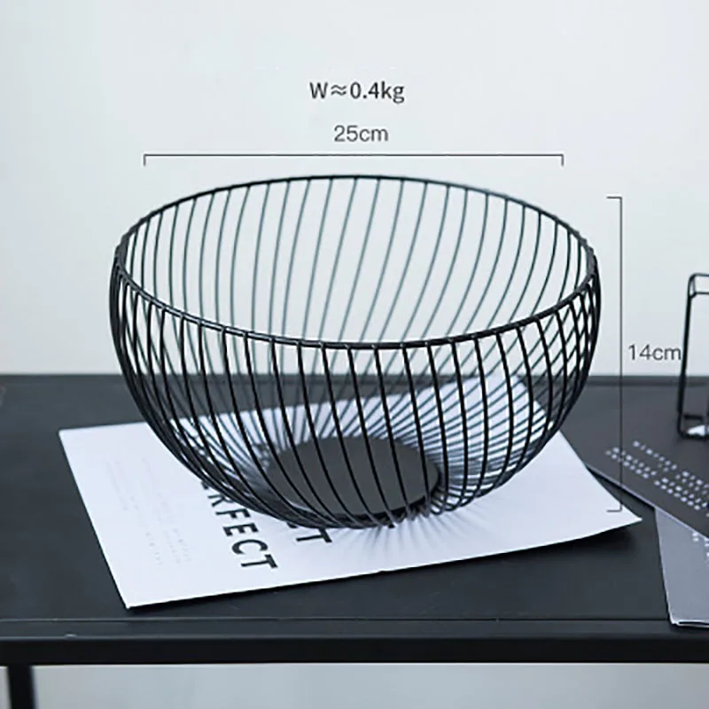 Нордическая Ins домашняя корзина для хранения кованого железа полые настольные Снэк круглые корзины для гостиной проволочная Фруктовая корзина для кухни украшения