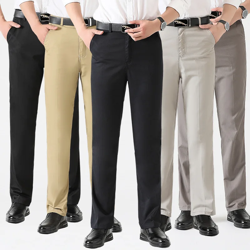 Весна 2019 г. Новые мужские прямые узкие брюки с высокой талией модные