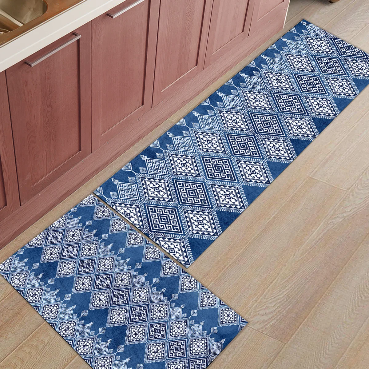 

Ethnic Geometric Bathroom Accessories Set Dirt Debris Mud Trapper Boot Shoes Scraper Natural Coir Area Runners Accent Rugs